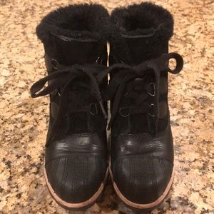 UGG Black Wedge shearling lined Boots